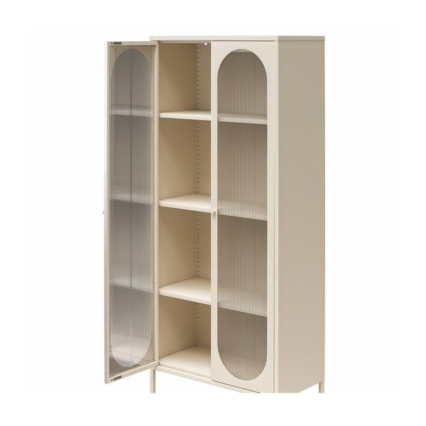 Kremowa metalowa witryna 80x186x40 cm Luna – Støraa-image-3