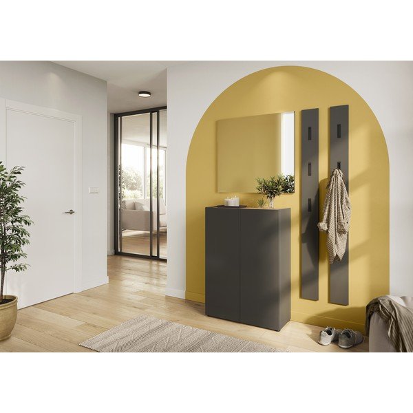 Antracytowy zestaw do przedpokoju w dekorze dębu 74x200x33 cm Alviano – Germania-image-1