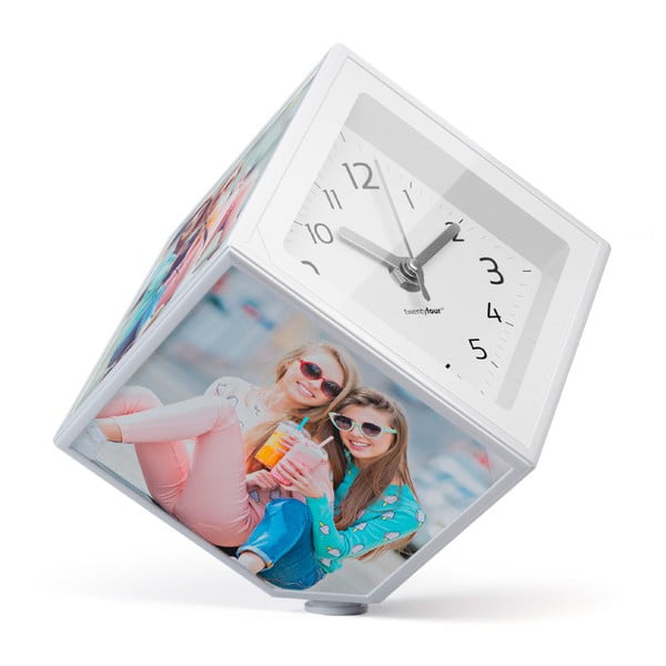 Rotująca fotokostka z zegarkiem Balvi, 10x10 cm