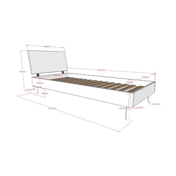 Łóżko jednoosobowe z litego drewna dębowego ze stelażem 90x200 cm w naturalnym kolorze Forrest – Vipack-image-2