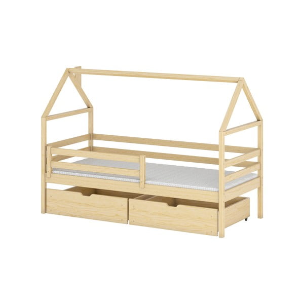 Łóżko dziecięce w kształcie domku ze schowkiem 80x160 cm Aron – Lano Meble