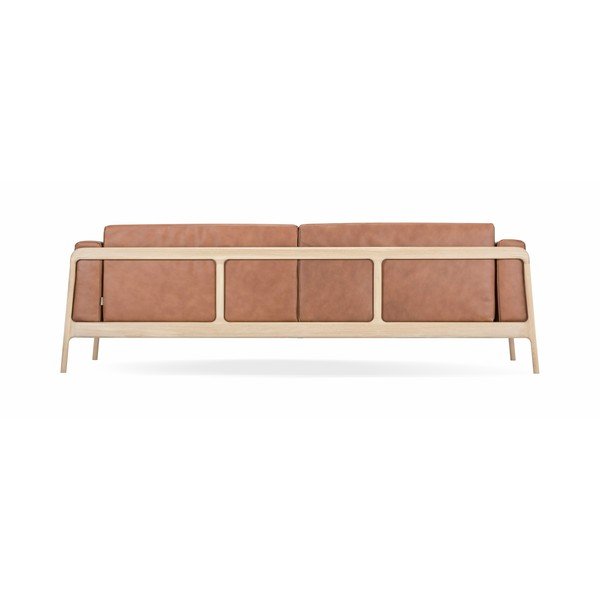 Karmelowa sofa z bawolej skóry z konstrukcją z litego drewna dębowego Gazzda Fawn, 240 cm-image-4