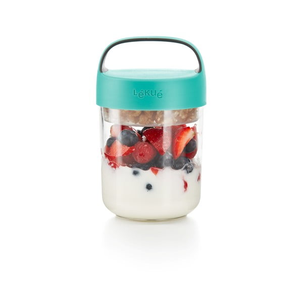 Pojemnik na zupę z turkusową pokrywką Lékué To Go, 400 ml