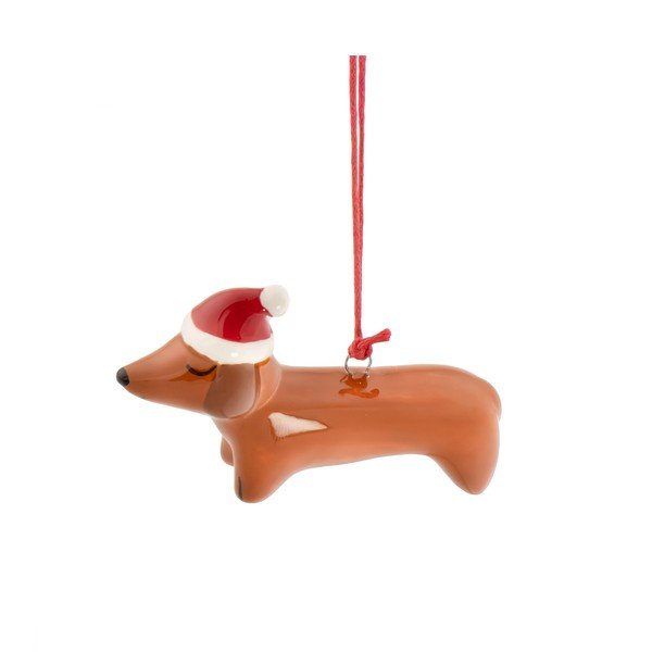 Ozdoba świąteczna ceramiczna 7,5 cm Sausage Dog – Sass & Belle