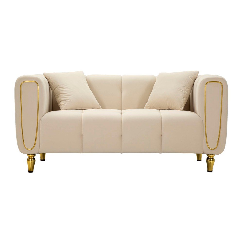 Kremowa aksamitna sofa 155 cm Alma – Mauro Ferretti