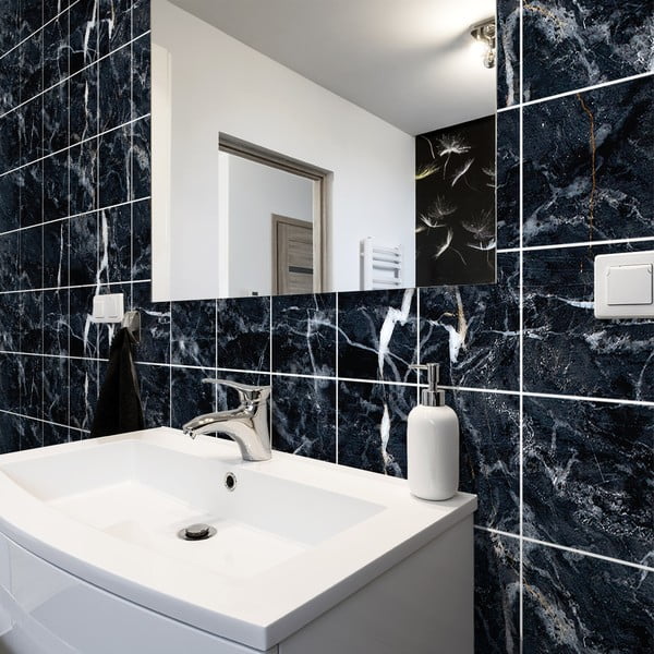 Zestaw naklejek na kafelki 24 szt. 15x15 cm Marble Tiles Florencia – Ambiance-image-3