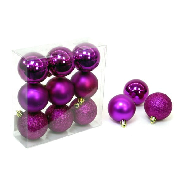Zestaw 9 bombek w fioletowym kolorze Unimasa Navidad
