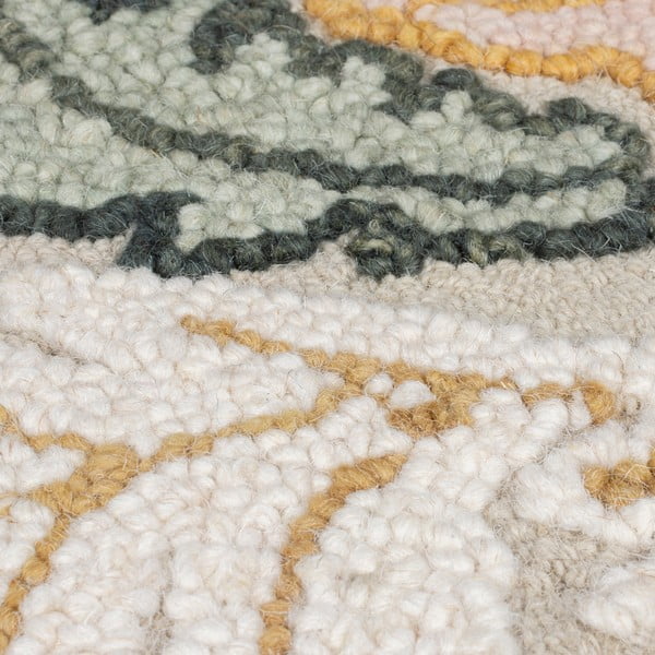 Jasnoróżowy wełniany chodnik tkany ręcznie 60x230 cm Daphne Shaped Floral – Flair Rugs-image-4