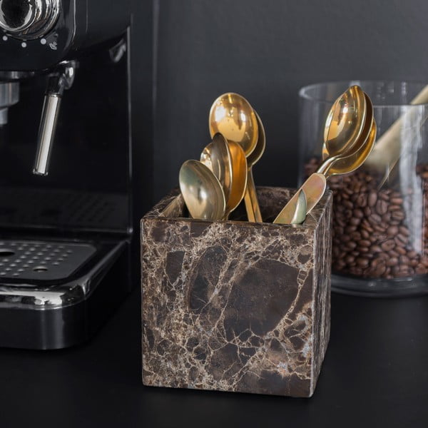 Ciemnobrązowy marmurowy organizer łazienkowy na waciki Marble – Mette Ditmer Denmark-image-4