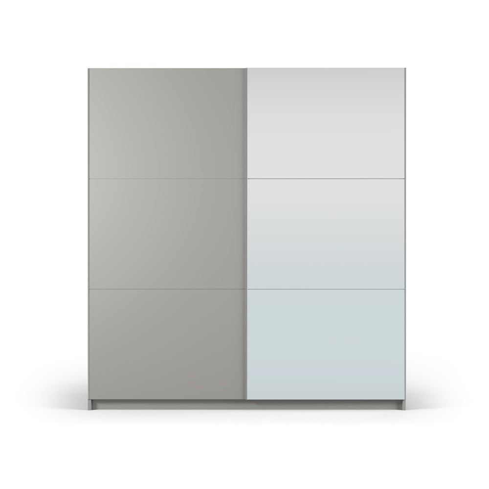 Szara szafa z lustrem i drzwiami przesuwnymi 200x215 cm Lisburn – Cosmopolitan Design