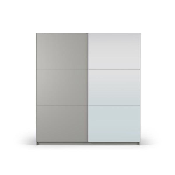 Szara szafa z lustrem i drzwiami przesuwnymi 200x215 cm Lisburn – Cosmopolitan Design