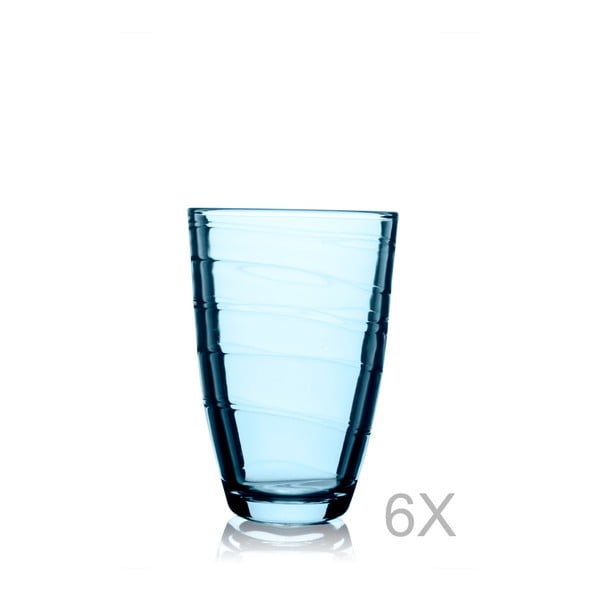 Zestaw 6 niebieskich szklanek Paşabahçe, 360 ml