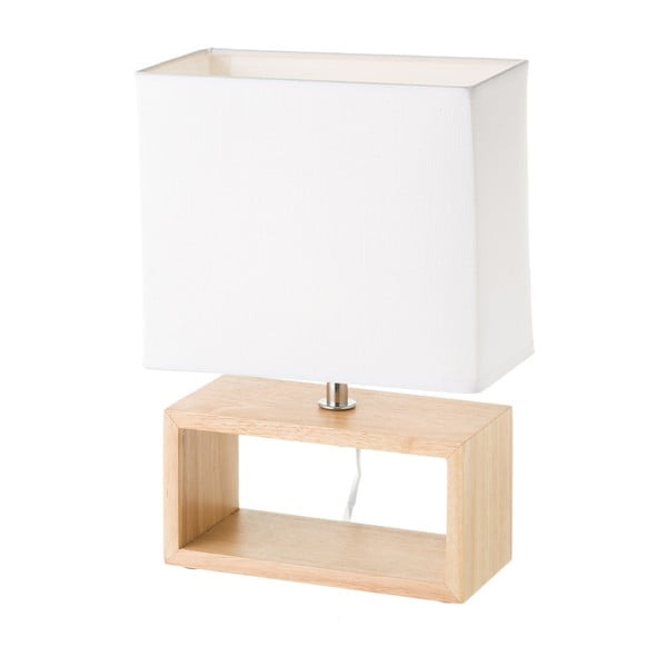 Biała lampa stołowa z drewna z tekstylnym kloszem (wys. 41 cm) – Casa Selección