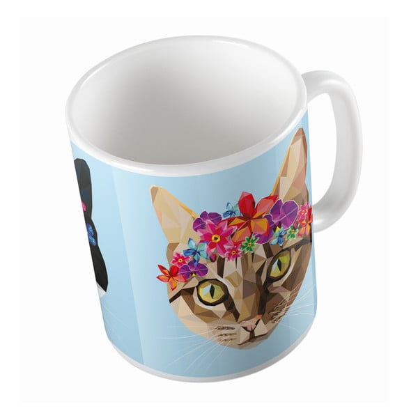Ceramiczny kubek Butter Kings Cat With Flowers, 330 ml