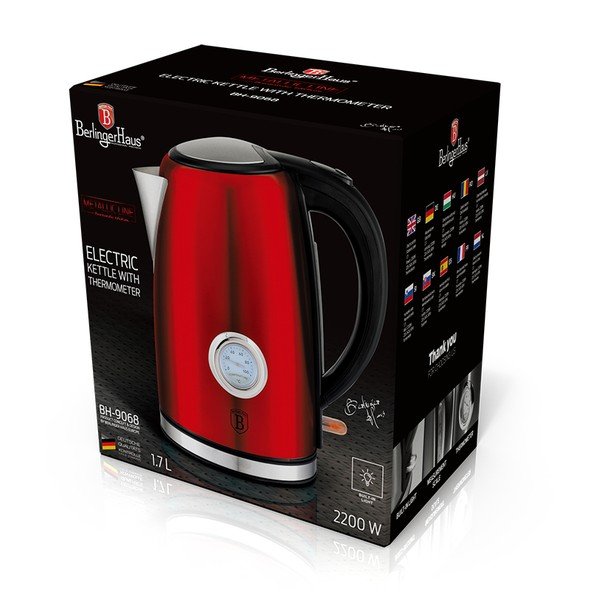 Czerwony czajnik elektryczny 1,7 l Burgundy Metallic Line – BerlingerHaus-image-3