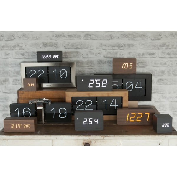 Czarny budzik w dekorze drewna Karlsson Tube, 21x9 cm-image-1