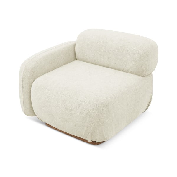 Kremowy moduł sofy z materiału bouclé (lewostronny) Ailani – Makamii-image-1