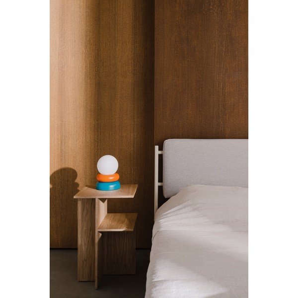 Morska/pomarańczowa lampa stołowa z litego drewna ze szklanym kloszem (wysokość 24 cm) Otem – noo.ma-image-3