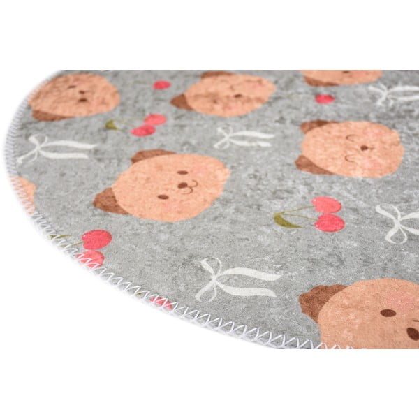 Szaro-brązowy dywan dziecięcy odpowiedni do prania ø120 cm Cute Teddies – Vitaus-image-2