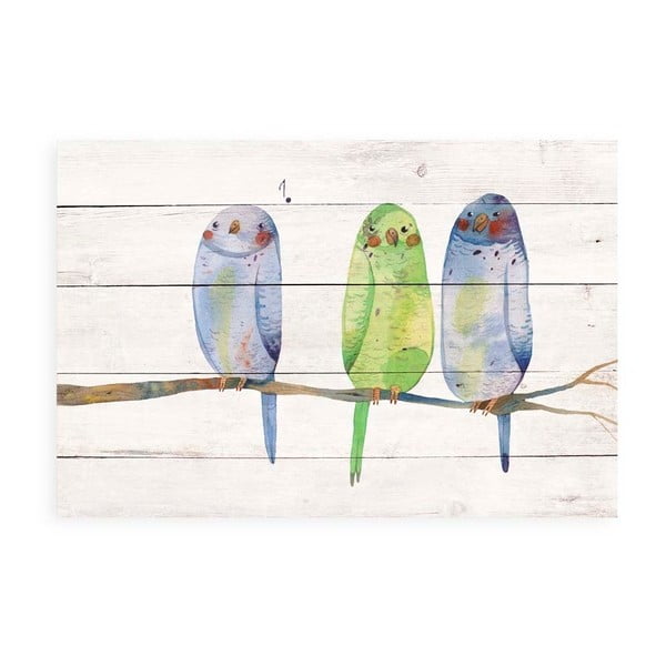 Obraz na drewnianej desce Little Nice Things Bird Song, 60x40 cm