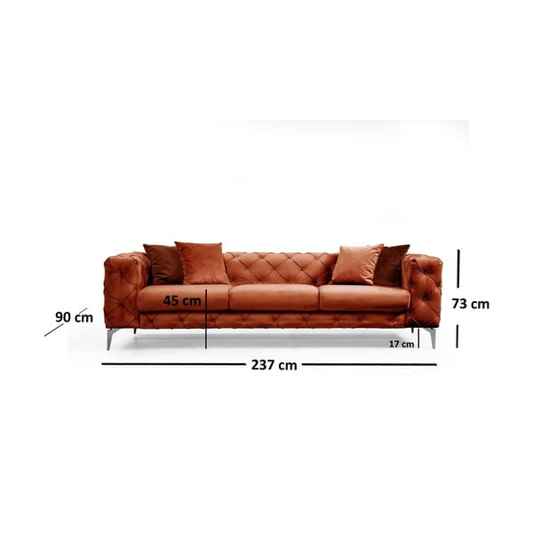 Pomarańczowa aksamitna sofa 237 cm Como – Artie-image-3