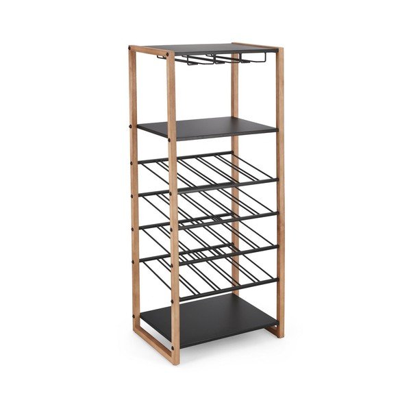 Czarna/w naturalnym kolorze metalowa szafka na wino liczba butelek 20, 50x122x35 cm Isaac – Yes Everyday-image-2