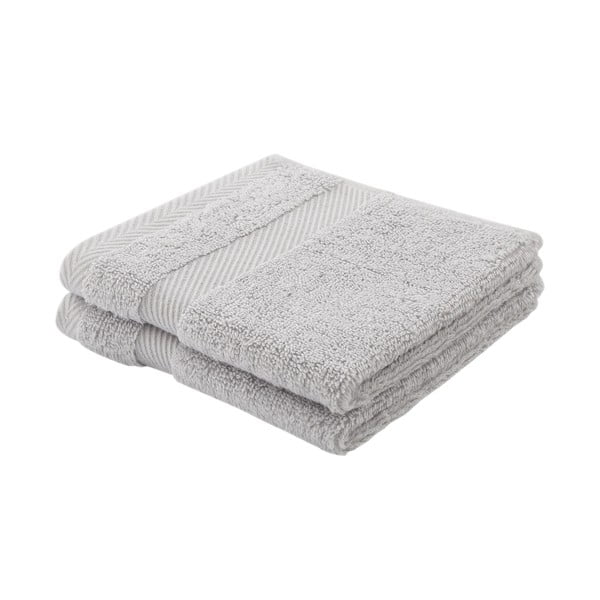 Jasnoszary ręcznik bawełniany z domieszką jedwabiu 30x30 cm – Bianca