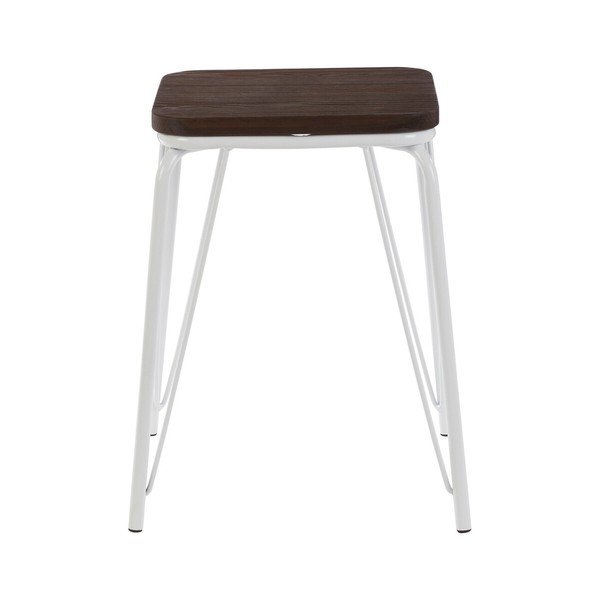 Biały/w ciemnym naturalnym kolorze stołek z litego drewna wiązu District – Premier Housewares-image-2