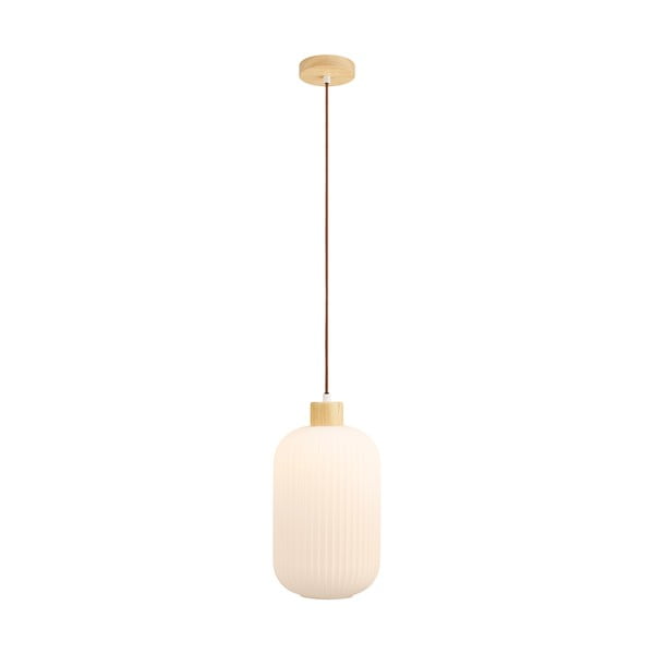 Biała lampa wisząca ze szklanym kloszem ø 20 cm Argalo – House Nordic-image-4