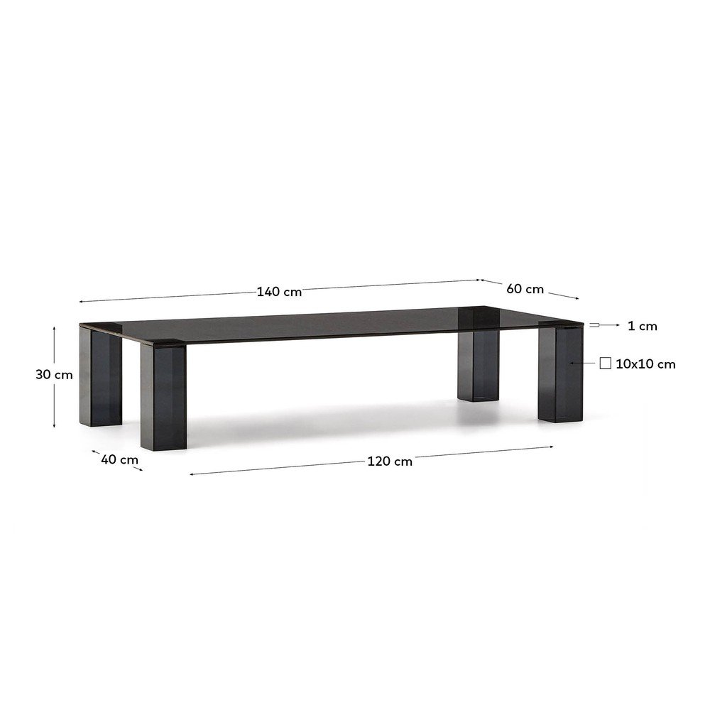 Ciemnoszary szklany stolik 60x140 cm Adularia – Kave Home (zdjęcie 5)