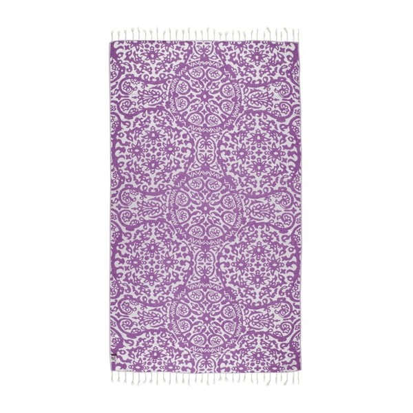 Fioletowy ręcznik hammam Kate Louise Camelia, 165x100 cm
