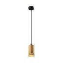 Czarna lampa wisząca z drewnianym kloszem ø 7 cm Tubo – Candellux Lighting