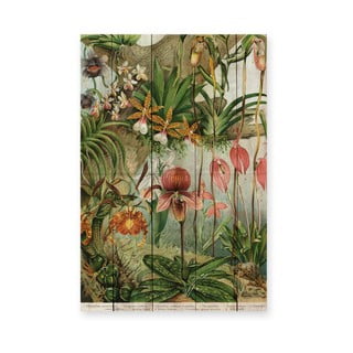 Dekoracja ścienna z drewna sosnowego Madre Selva Jungle Flowers, 60x40 cm