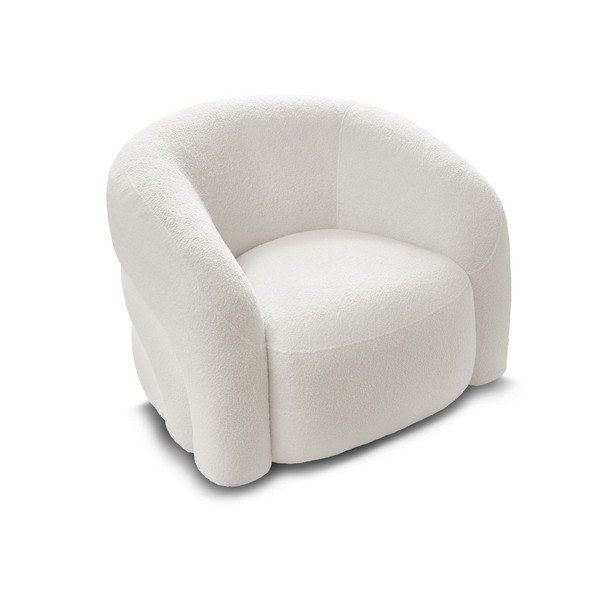 Biały obrotowy fotel z materiału bouclé Elina – Bobochic Paris-image-3