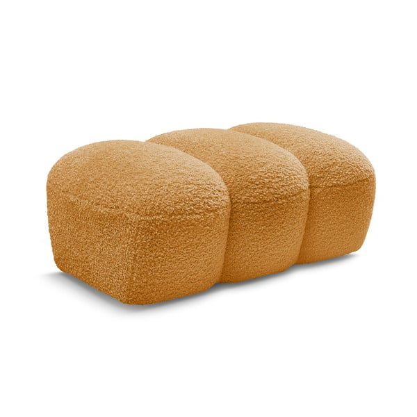 Musztardowy podnóżek z materiału bouclé Hippolyte – Bobochic Paris-image-3