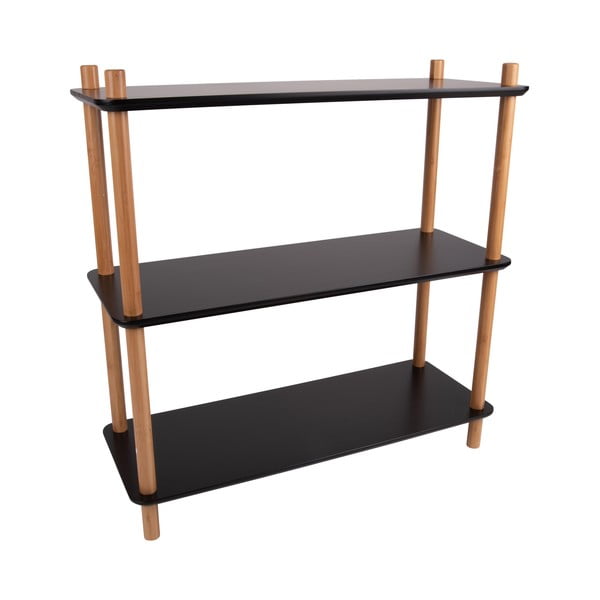 Czarny regał z bambusowymi nogami Leitmotiv Cabinet Simplicity, 80x82.5 cm-image-2