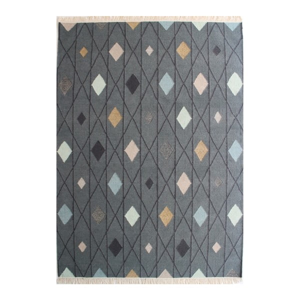 Jasnoszary dywan wełniany tkany ręcznie Linie Design Marsala, 140 x 200 cm