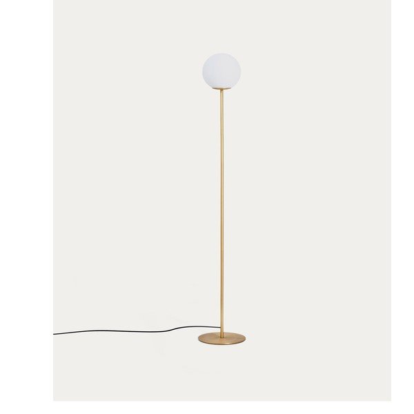 Biała/w kolorze złota lampa stojąca ze szklanym kloszem (wysokość 155 cm) Brisia – Kave Home-image-4