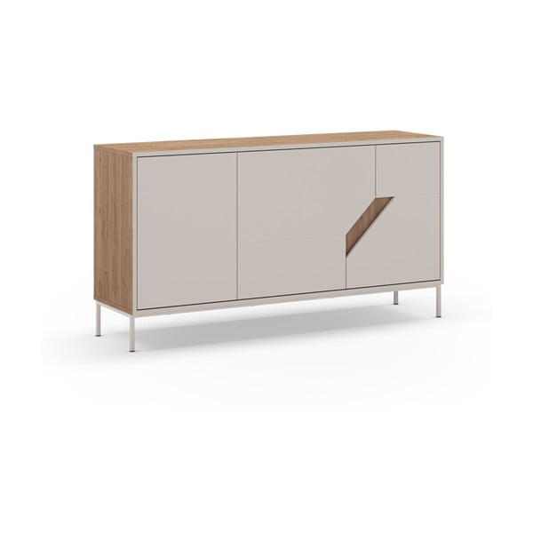 Kremowo-naturalna komoda w dekorze dębu 150x80x40 cm Lilou – Marckeric