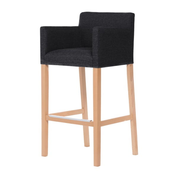 Czarne krzesło barowe z brązowymi nogami Ted Lapidus Maison Sillage
