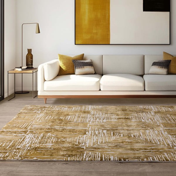 Dywan w kolorze złota 120x170 cm Kuza Lines Gold – Asiatic Carpets-image-1