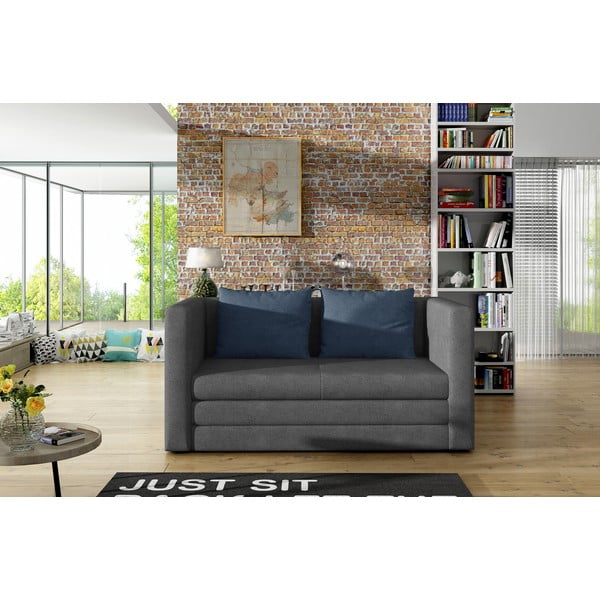 Niebieska/szara rozkładana sofa z tkaniny szenilowej 132 cm Neva – ELTAP-image-1