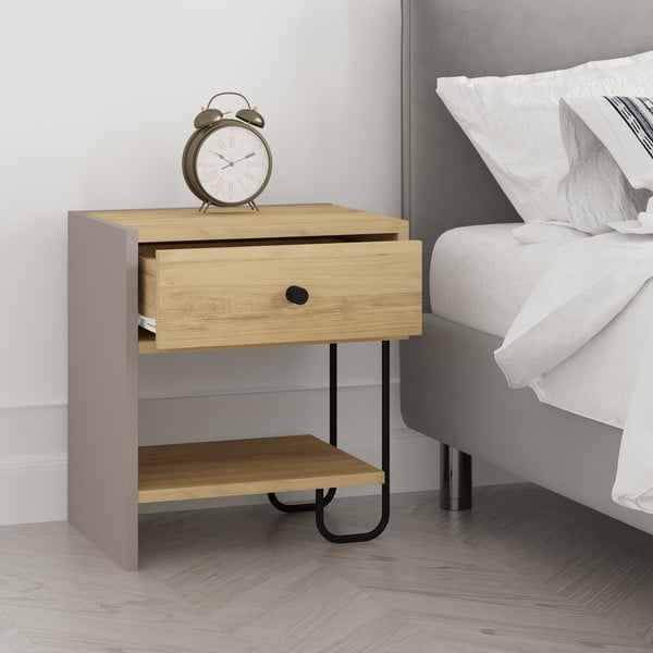 Szafka nocna w dekorze dębu z półką Saturne – Marckeric-image-2