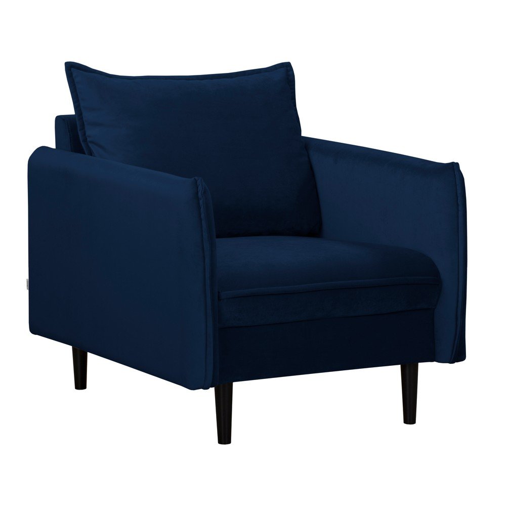 Ciemnoniebieski aksamitny fotel Juli – Ropez