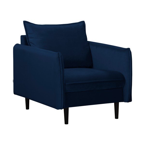 Ciemnoniebieski aksamitny fotel Juli – Ropez