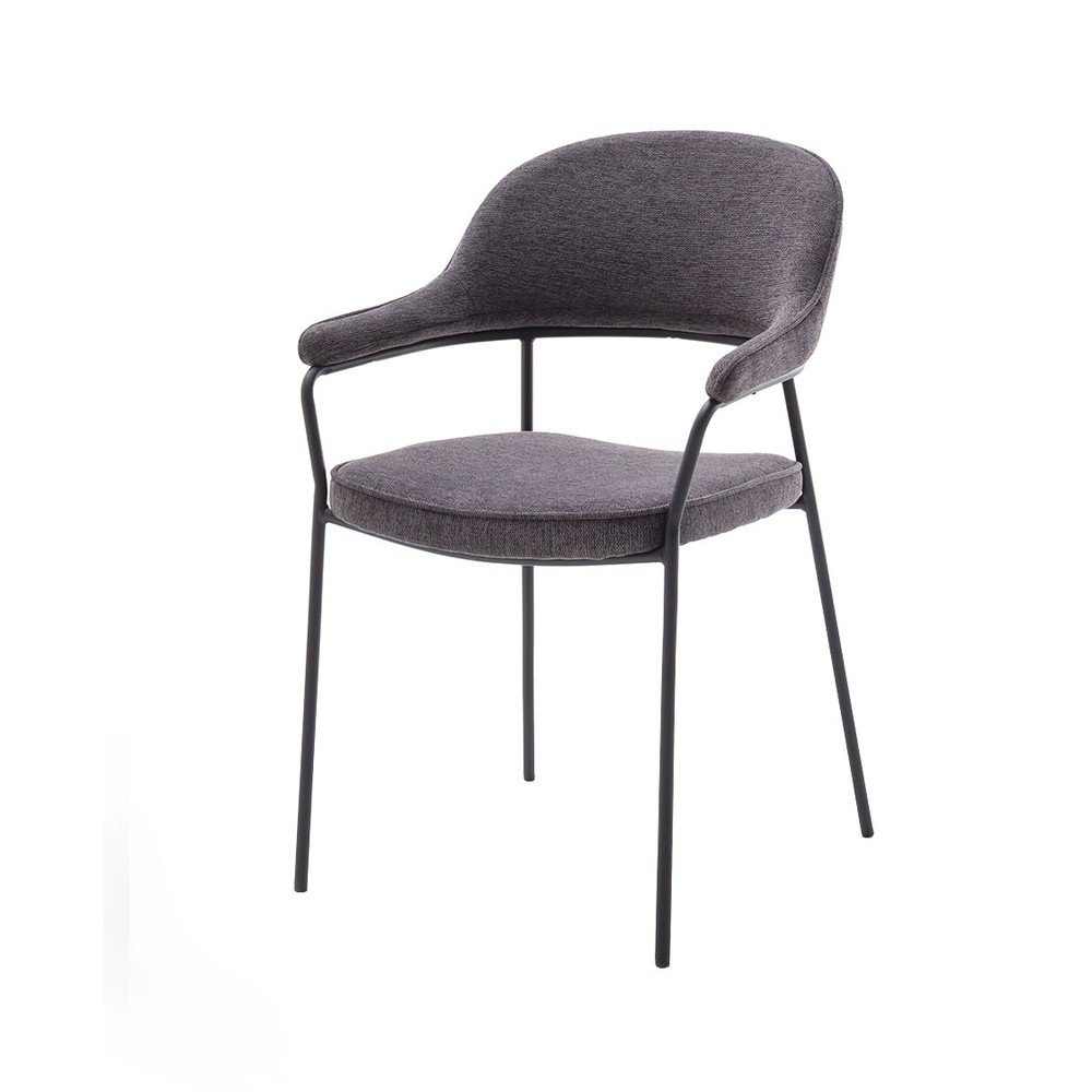 Ciemnoszare krzesło z podłokietnikami Kindersley – Unique Furniture