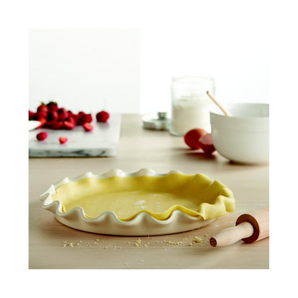 Płytka forma do ciasta w kolorze kości słoniowej Emile Henry, ⌀ 33 cm-image-1