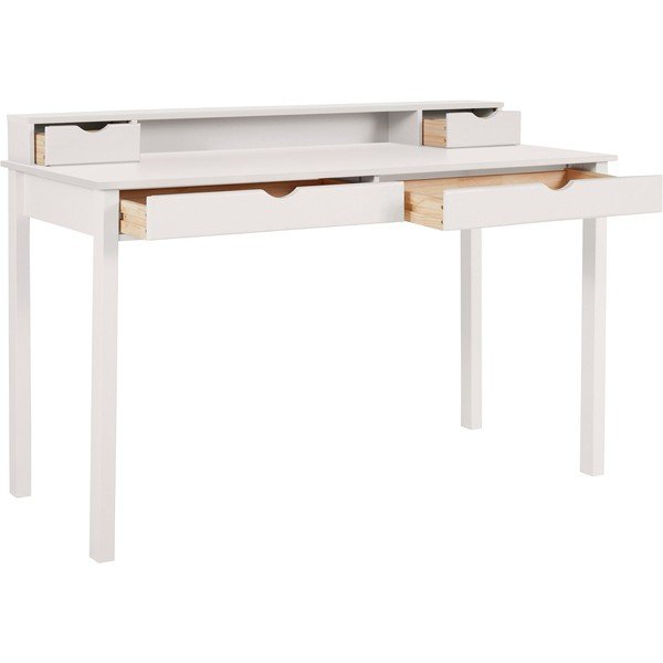 Białe biurko z drewna sosnowego z półką Støraa Gava-image-2