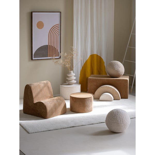 Brązowy sztruksowy fotel dziecięcy Cloud – Wigiwama-image-1