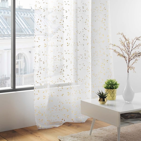 Biała/w kolorze złota firanka z woalu 140x280 cm Floressia – douceur d'intérieur-image-3